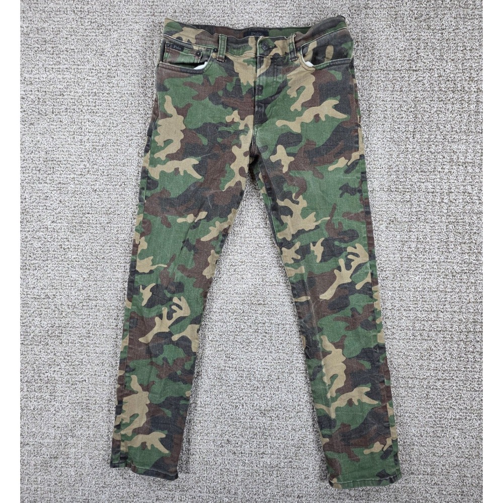 Polo Ralph Lauren Kids Sullivan Slim Camo Jeans Green Brown Size 14 (28x26)